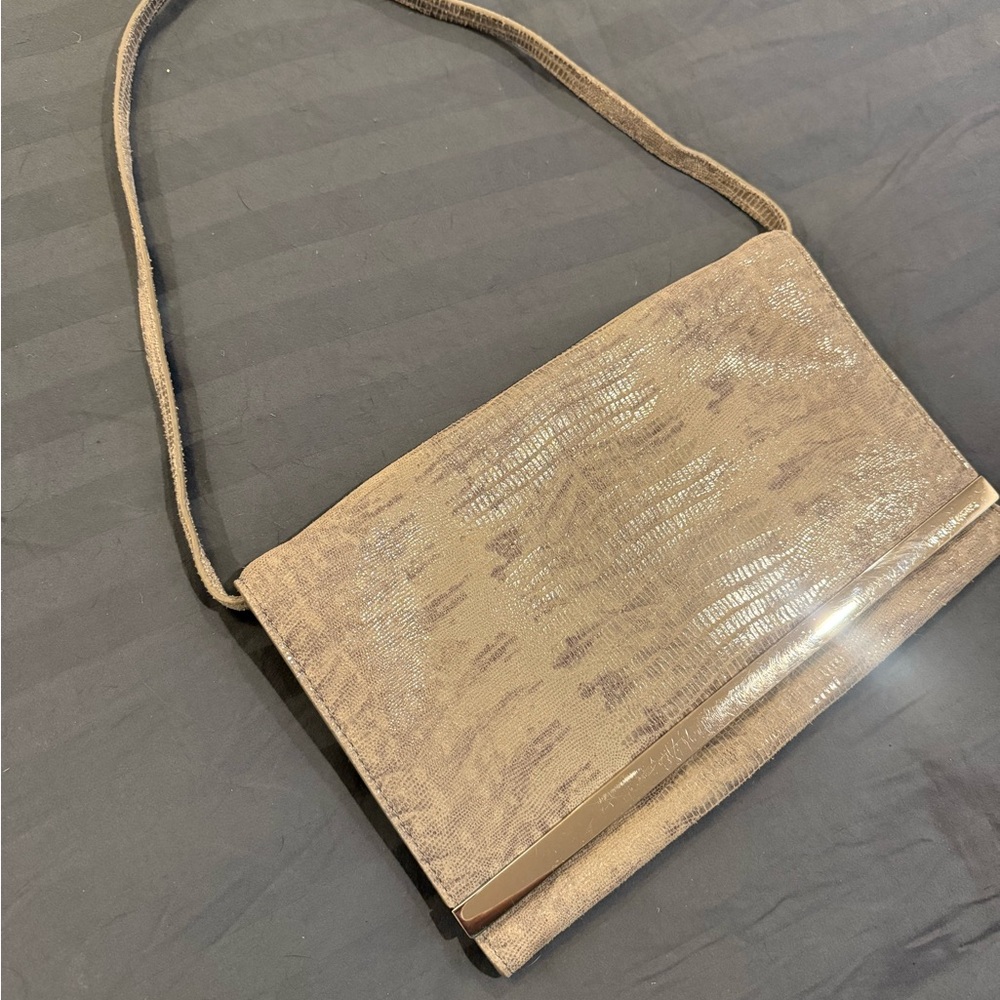 Michael Kors Gray Silver Embossed Handbag